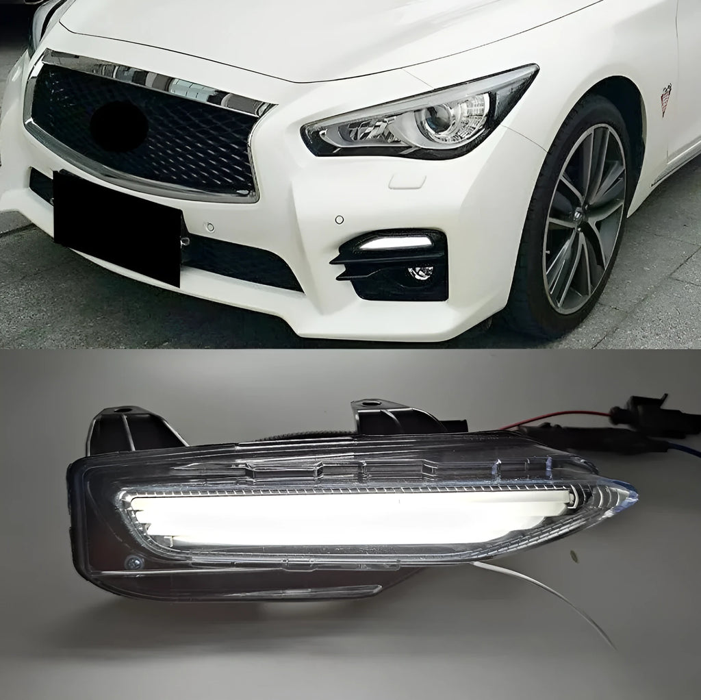 Infiniti Q50 Q70 front bumper LED fog lamp and daytime running light unit with ABS housing