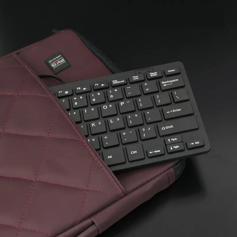 USB wired mini computer keyboard in black colour with compact 280mm width