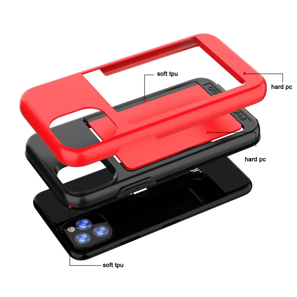 Simple solid colour TPU and PC mobile phone case for iPhone 11, 11 Pro, and Pro Max.