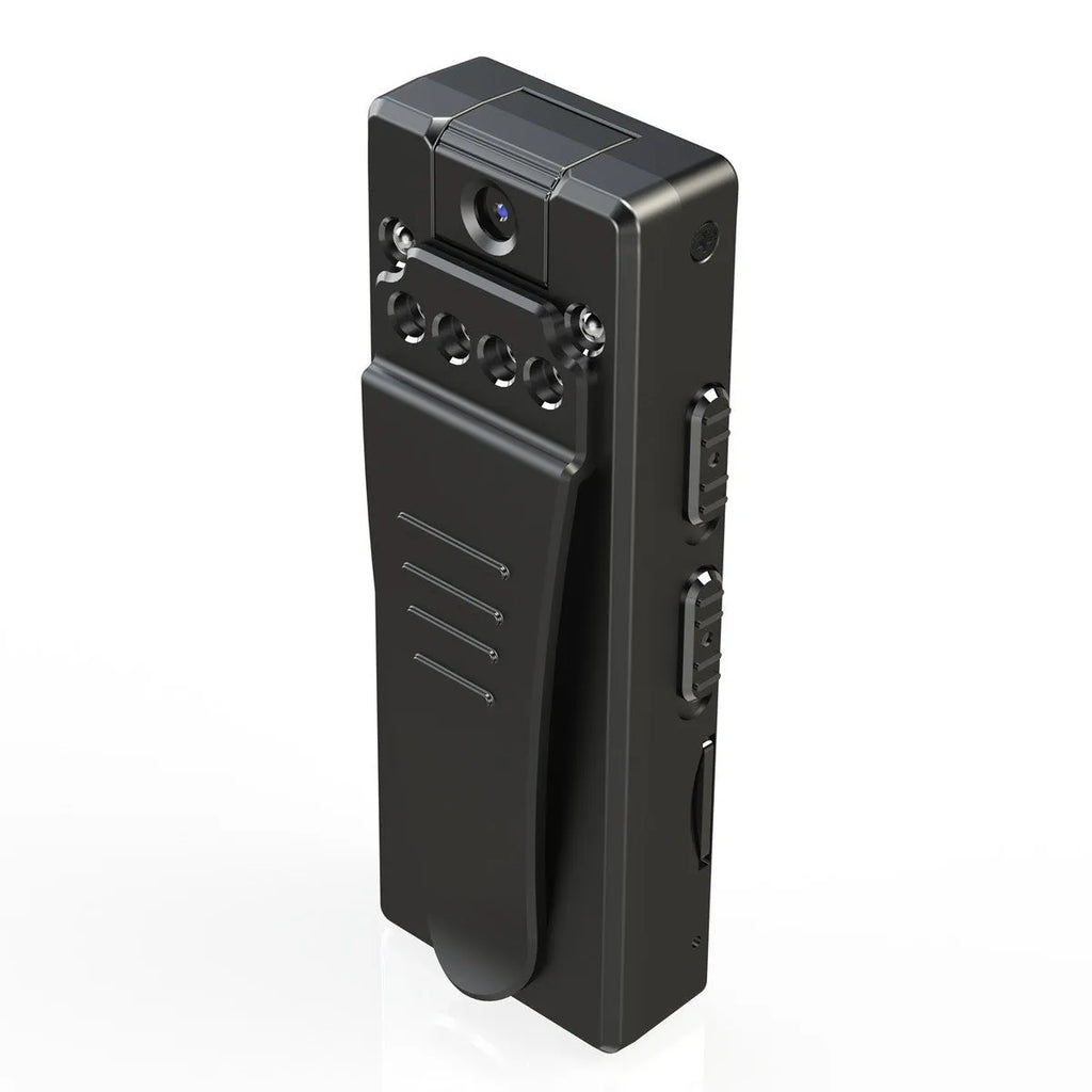 Black 1080p HD digital video camera with 90-degree rotation capability for flexible positioning
