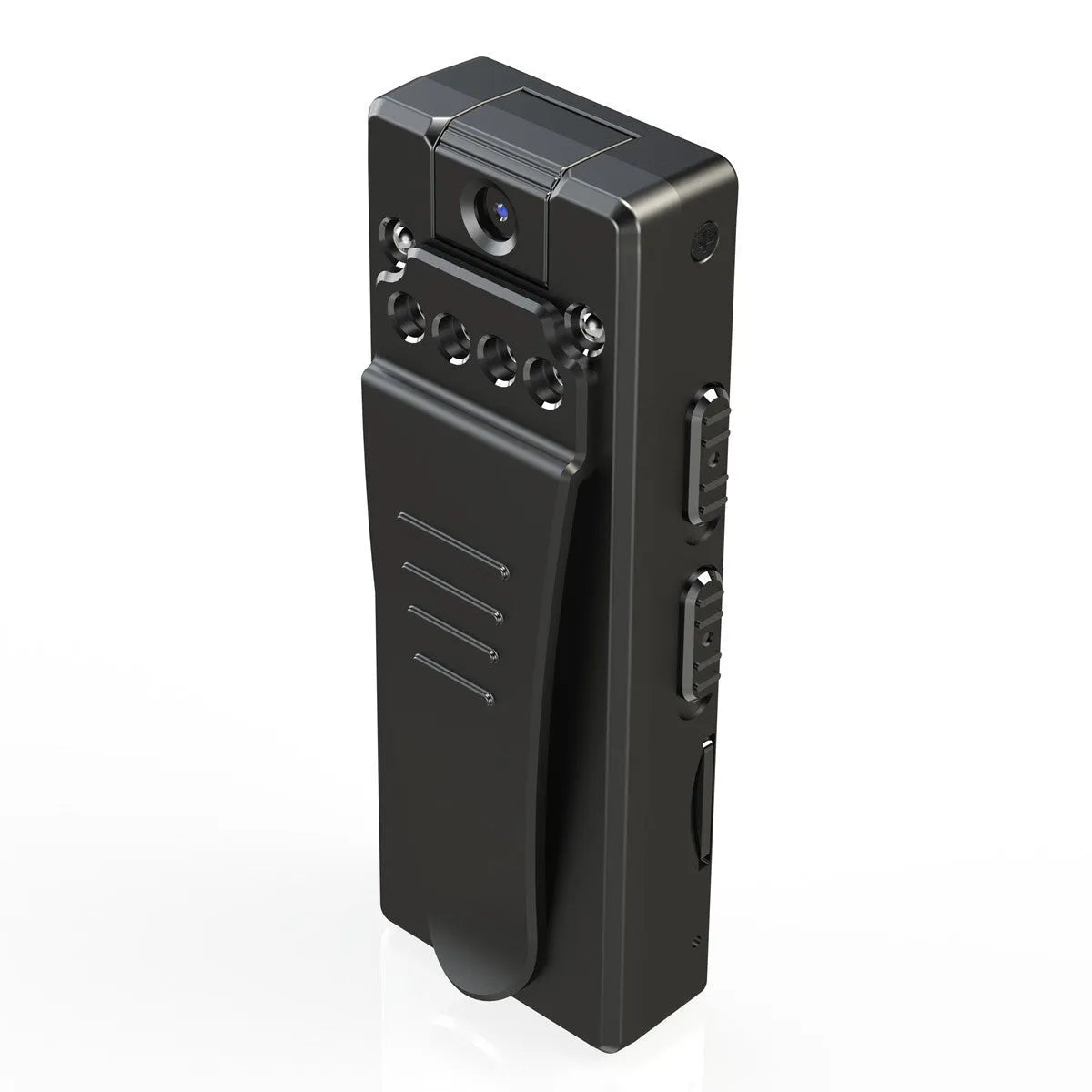 Black 1080p HD digital video camera with 90-degree rotation capability for flexible positioning
