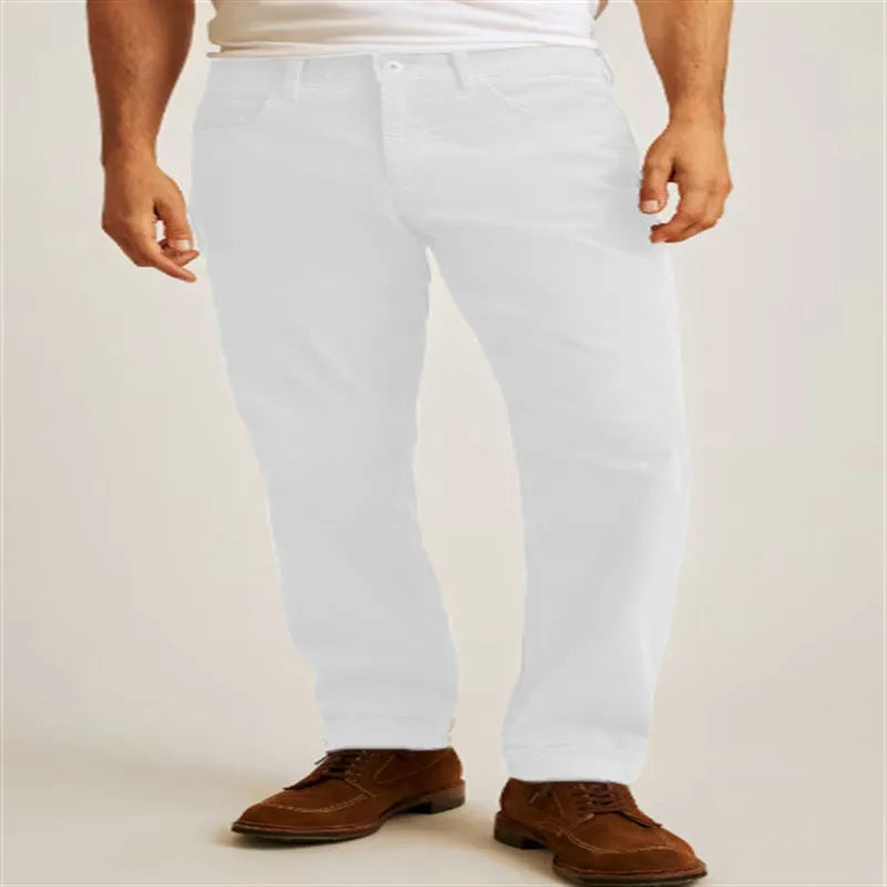 Corduroy loose casual straight-leg trousers in Army Green colour on a model