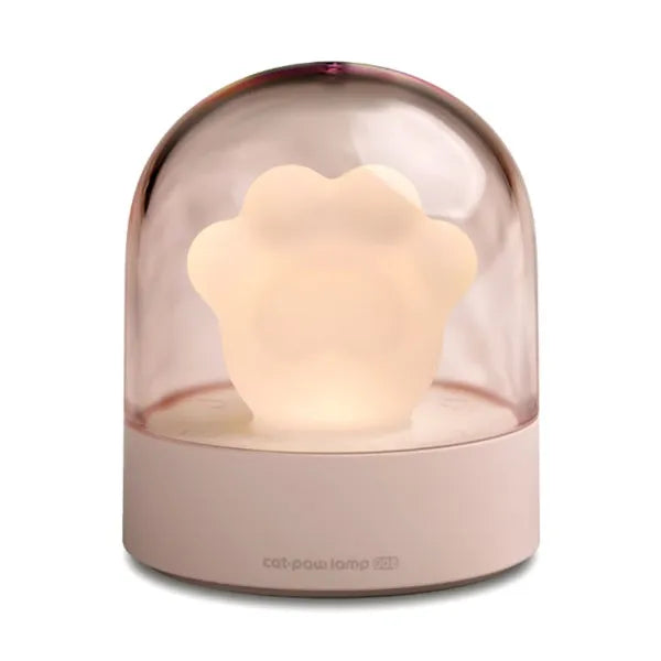 Grey cat paw shaped USB rechargeable night light with music box and rotating soft light