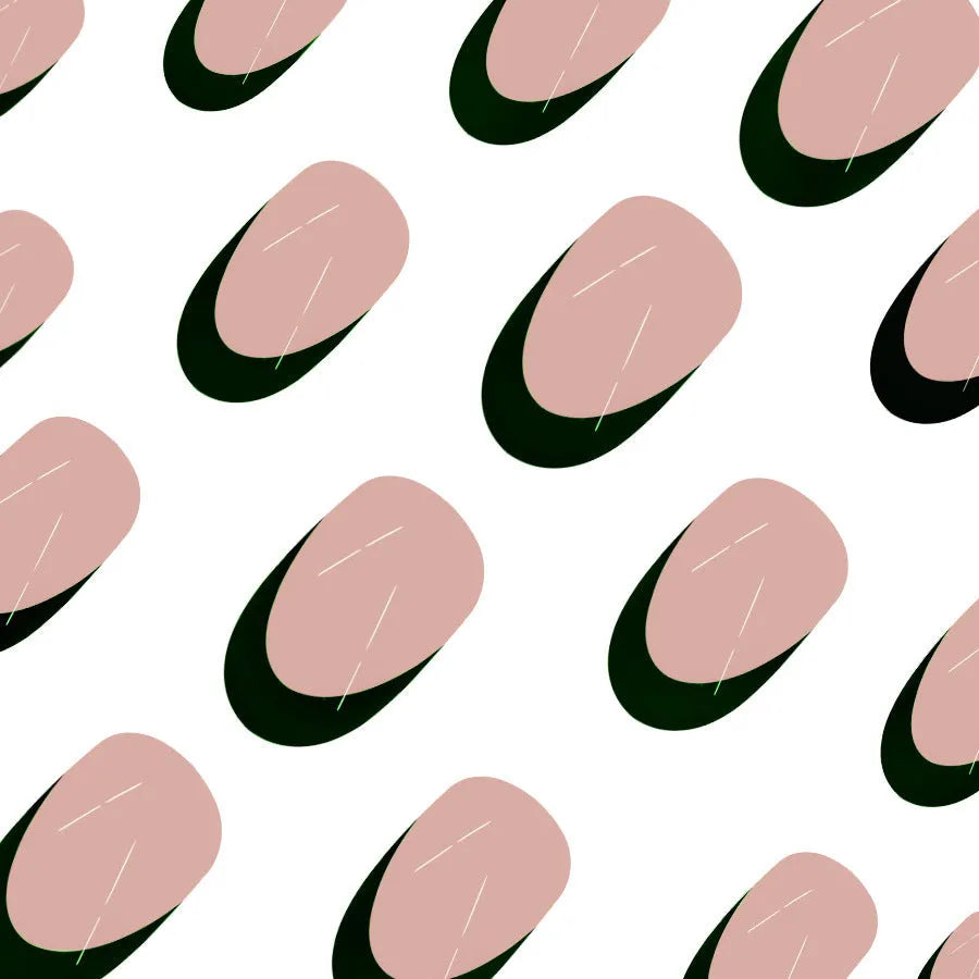 Set of 24 short almond coffin shaped press-on nails with black French tips on a white base.