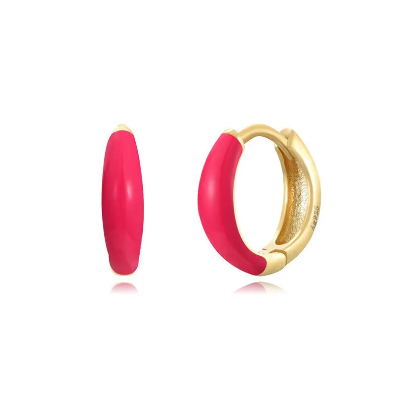 Geometric U-shaped oval earrings with colour epoxy finish in seven colour options