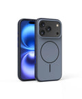 Blue frosted magnetic protective case for iPhone 16 and iPhone 17 Pro Max phones