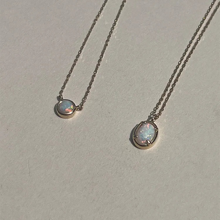 S925 silver pendant necklace with oval jelly opal gemstone in gold or white gold plating
