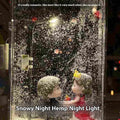 DIY snowflake night light kit showing magical snowy landscape scene with warm LED glow