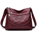 Soft PU leather women's crossbody bag in horizontal square design with sandwich pocket