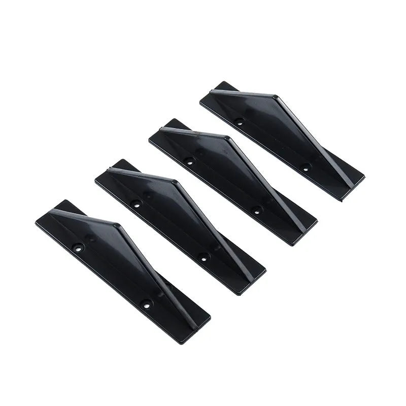 Black and carbon fibre universal 15cm triangle rear car spoiler with adhesive and screws.