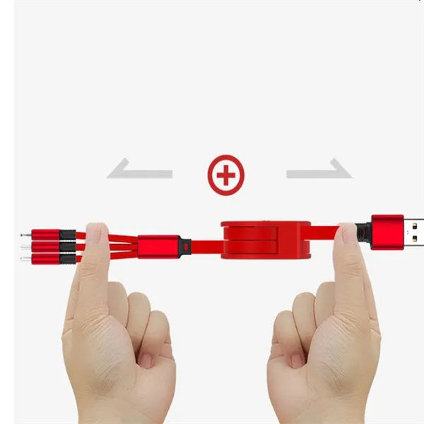 Telescopic charging cable extended to 120 cm length with titanium alloy connectors