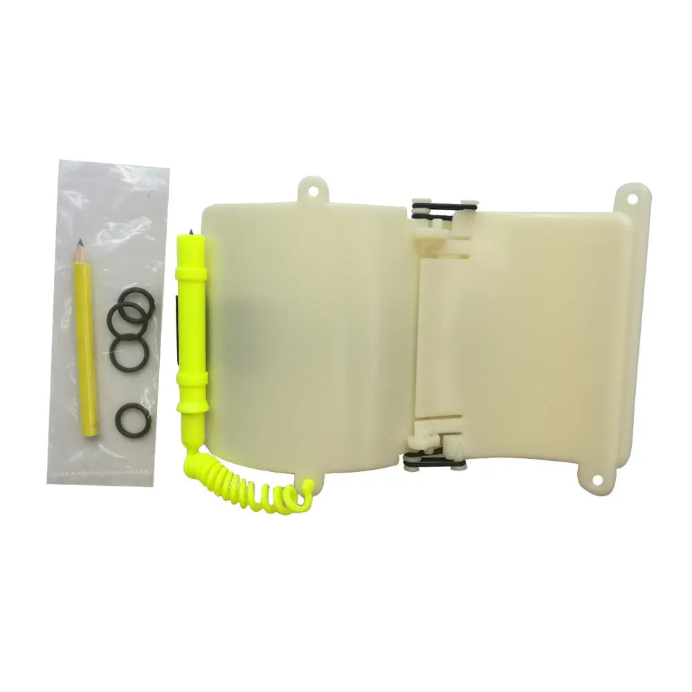 White luminous ABS underwater writing wrist board with pencil for scuba diving communication