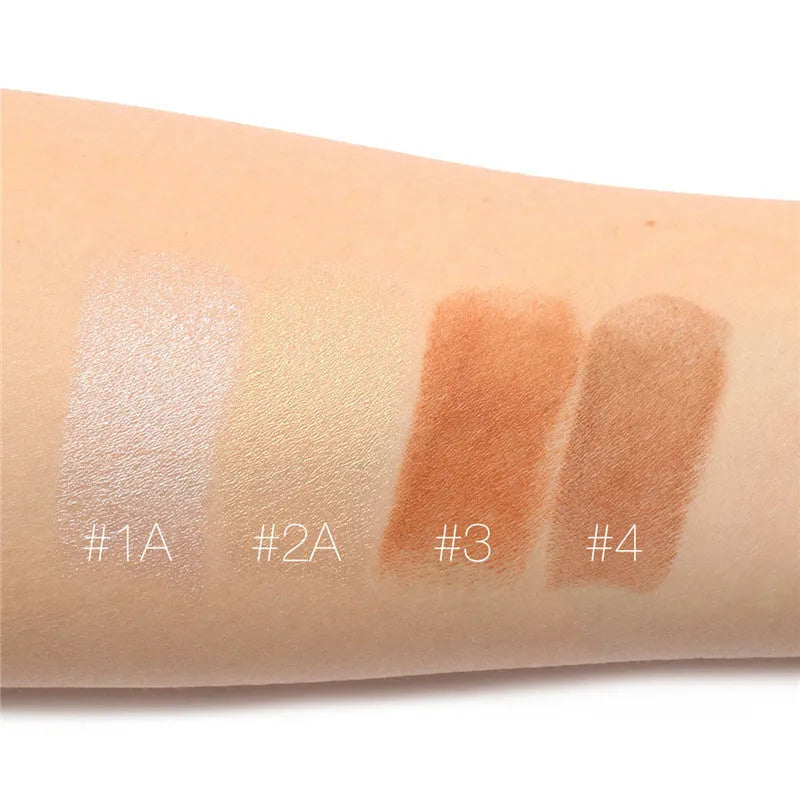 Makeup contour highlighter palette with four shades labelled A, B, C, and D for facial sculpting.