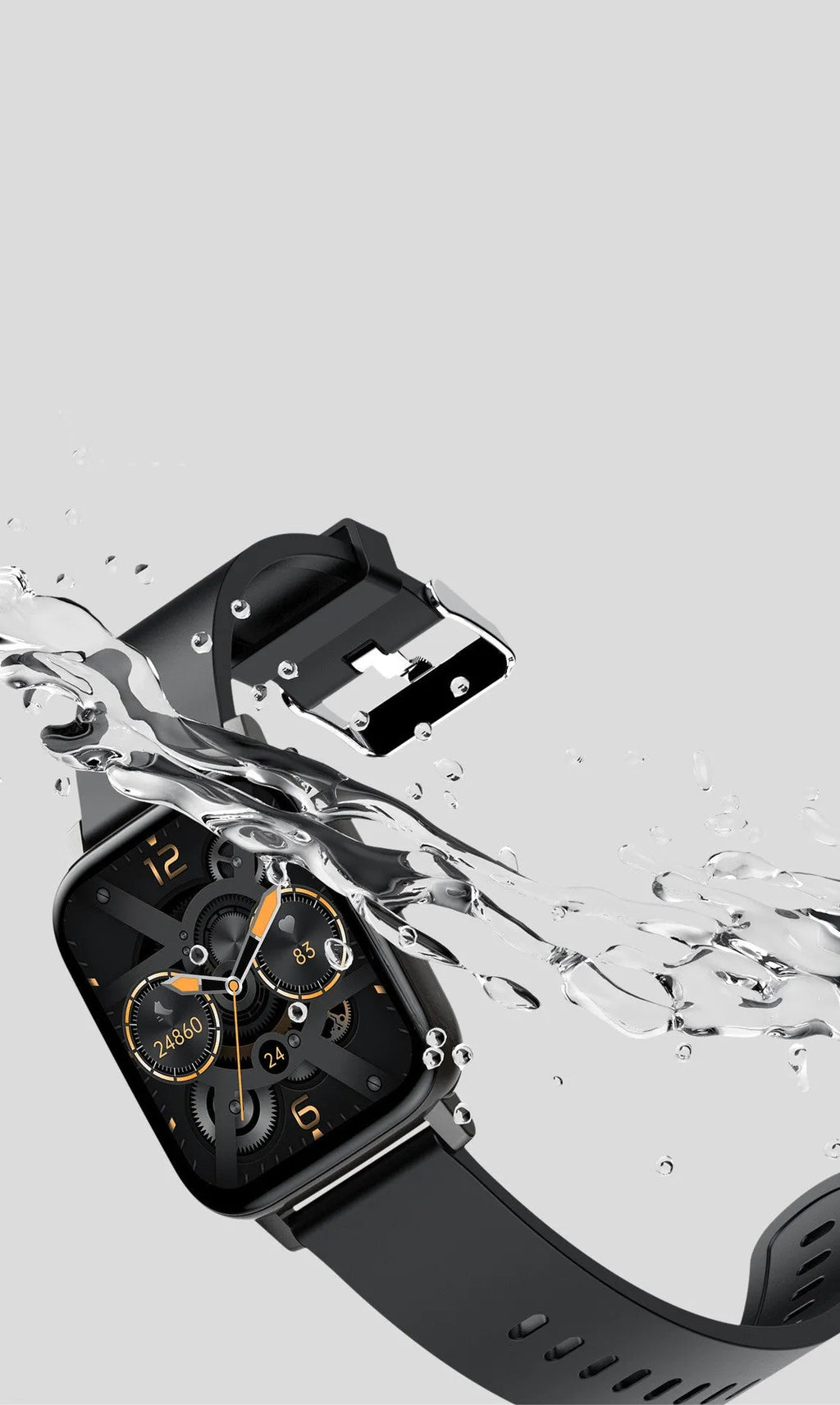 H80 black sports smart watch with silicone strap showing ECG and blood oxygen monitoring on screen