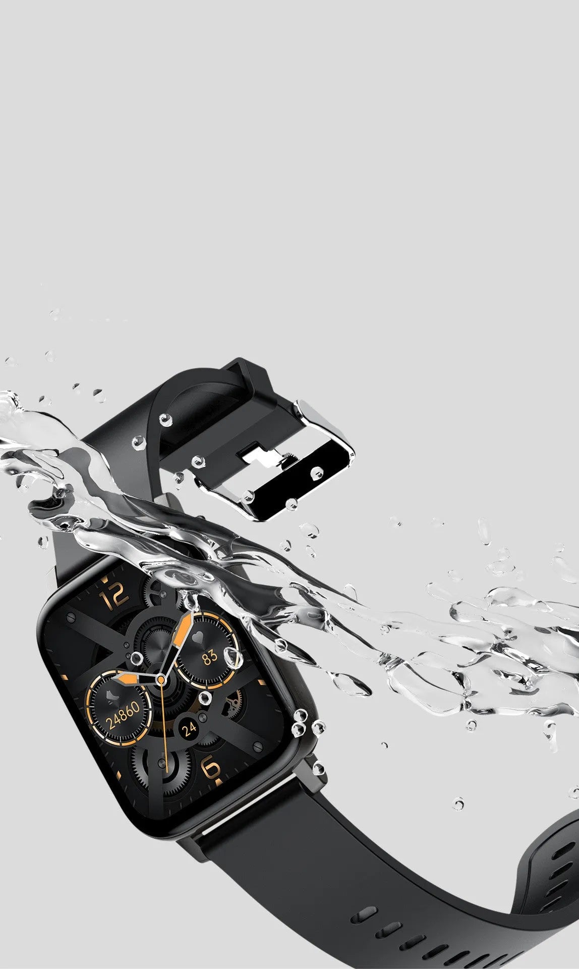 H80 black sports smart watch with silicone strap showing ECG and blood oxygen monitoring on screen