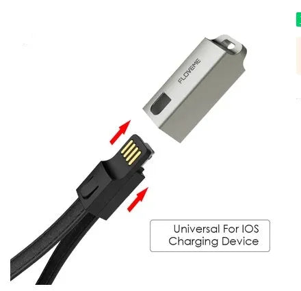 20cm leather USB lightning cable in red black and brown with zinc alloy connector