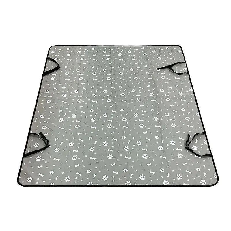 Car rear seat pet mat with water resistant isolation padding in dog bone print design