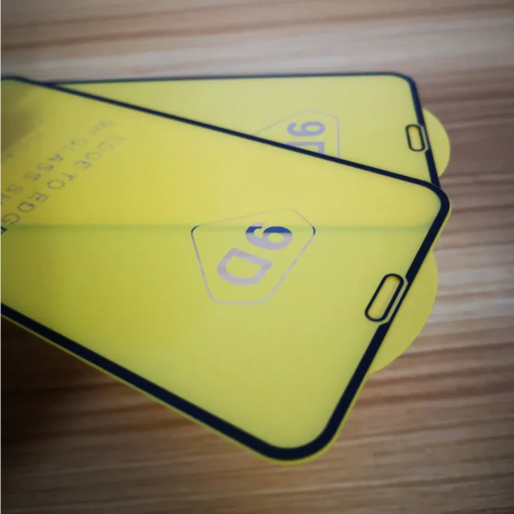 Black full screen glass tempered film for Xiaomi smartphones on packaging