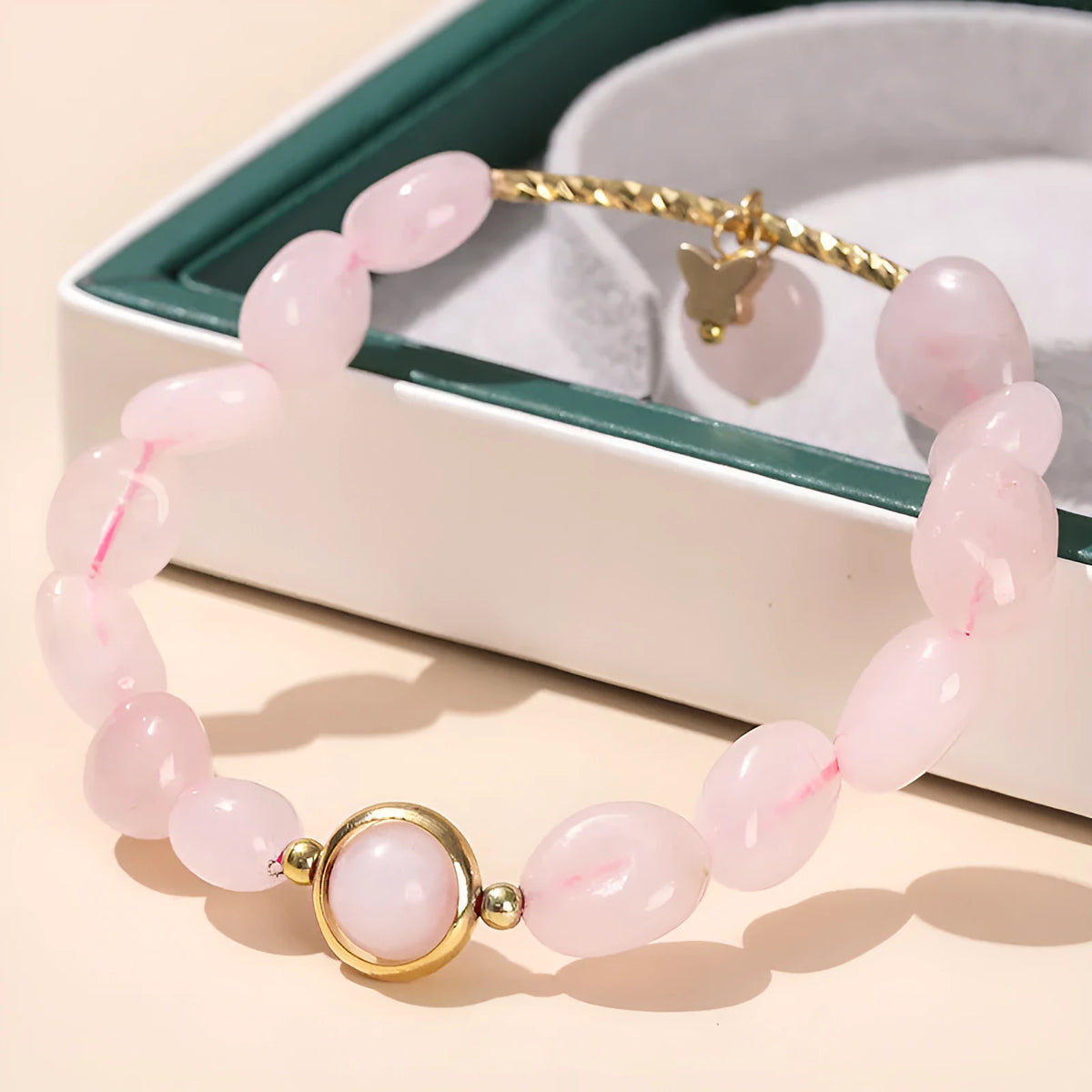 Crystal agate bracelet with natural gemstone beads in fruit, bow, or zodiac shapes