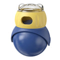 Morandi yellow and blue plastic Tumbler Owl cat puzzle toy with food dispensing mechanism