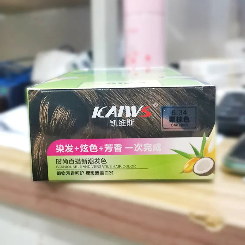 Twin-pack bottles of Plant Aromatic Soft Luster Mild Hair Colour Cream in shades dark brown, chestnut, wine red, and maroon.
