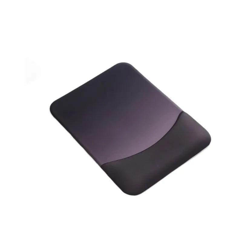 Square silicone gel wrister mouse pad with wrist strap on cloth surface measuring 250mm by 180mm