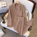 Polyester women's blouse with regular sleeves and loose fitting in khaki colour
