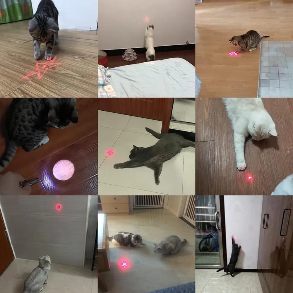 Black or pink USB rechargeable infrared cat teaser toy with keychain measuring 5 by 2.5 centimetres