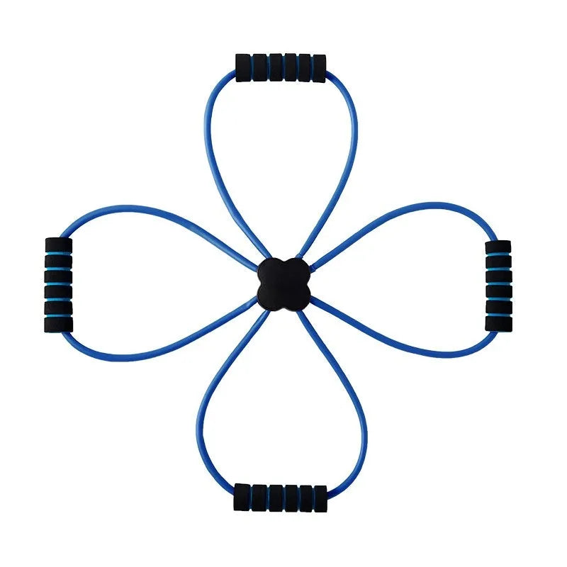 Blue eight character fitness puller made of TPR for shoulder and upper body training