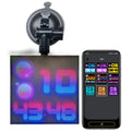 Bluetooth wireless LED car display screen with aluminium frame showing colourful animation