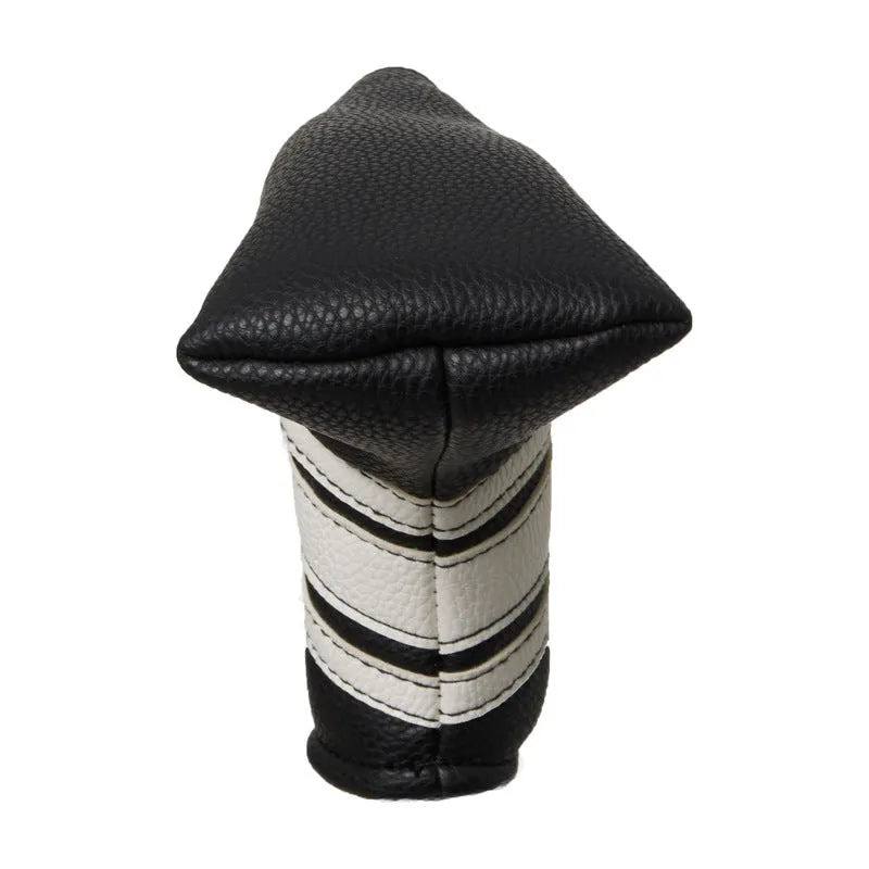 Black PU leather golf club head cover for putter and push rod protection