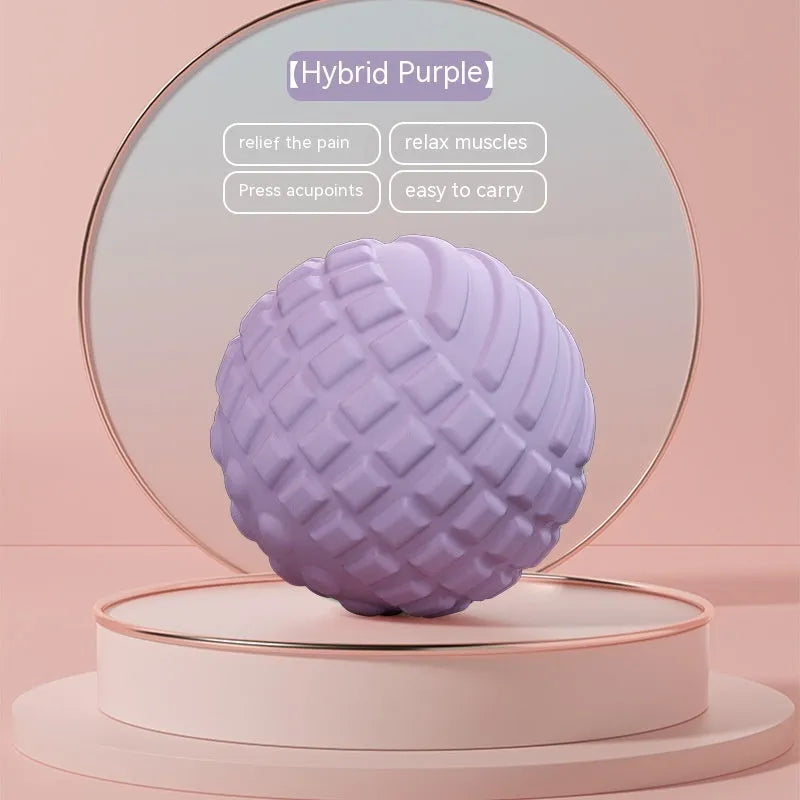 Blue TPR foot massage ball with 6cm diameter on a plain background