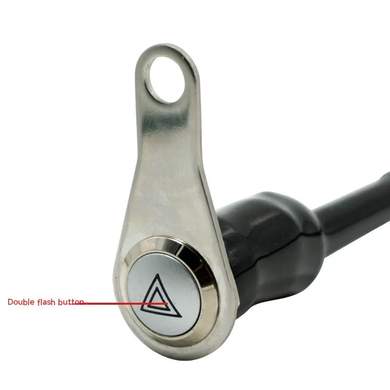 Black stainless steel motorcycle switch with metal button and illuminated light ring for double flash control