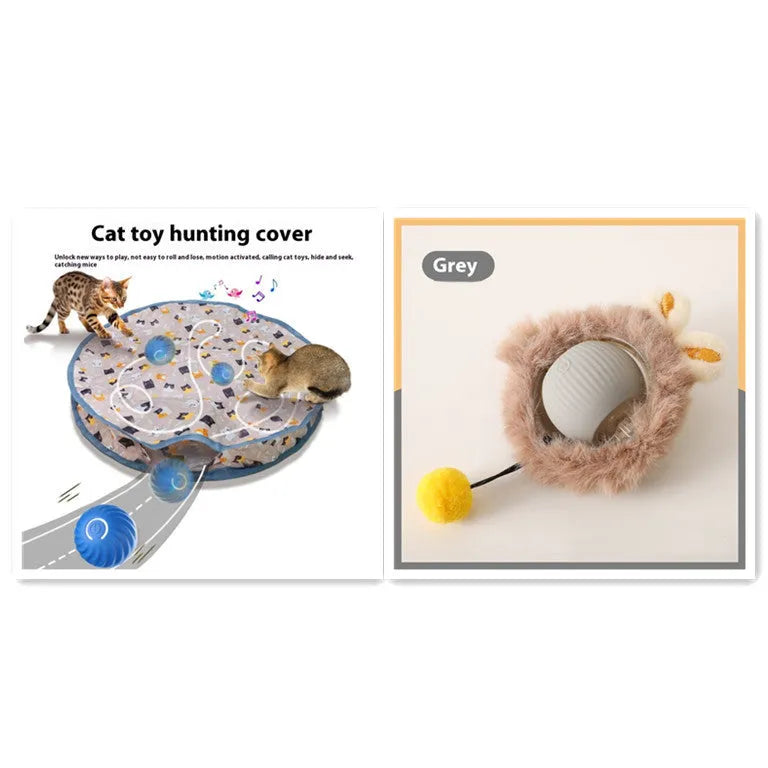 Self-moving silicone cat rolling ball toy in multiple colour options