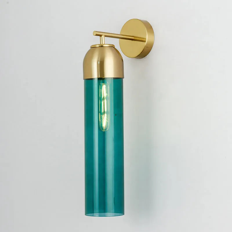 Nordic modern minimalist glass wall lamp in choice of five colours with E27 warm light bulb.