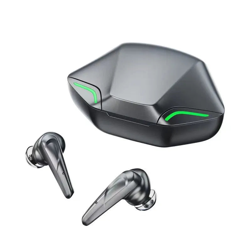 Wireless Bluetooth gaming headset with compact charging cabin in black, grey, white, or yellow colour options.