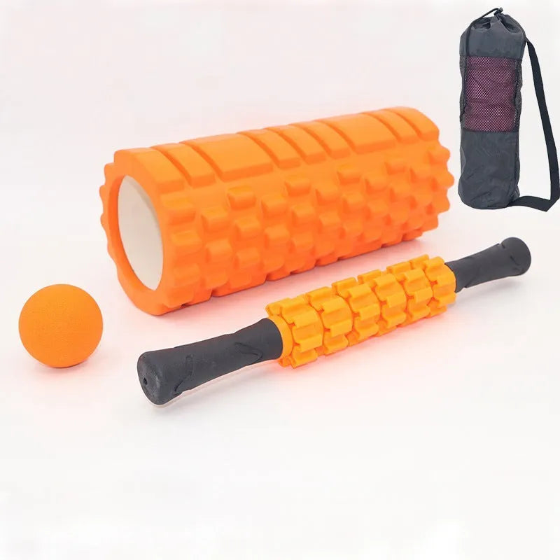 Black six-piece foam massage roller measuring 33cm length for fitness and health applications
