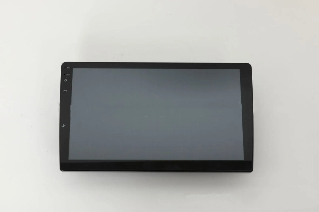 10.1 inch Android universal car stereo with black trapezoidal touch screen panel