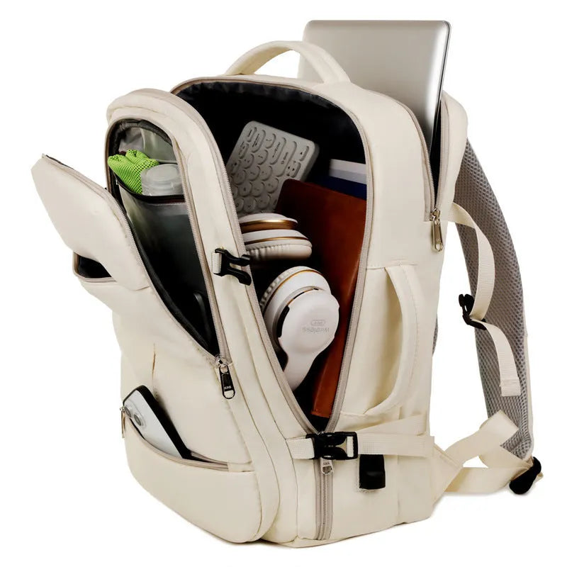Large capacity business backpack in waterproof Oxford cloth with multiple pockets and 15.6 inch laptop compartment