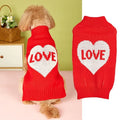 Red love heart and pink bow design dog jumper for small breed indoor wear
