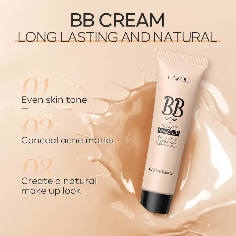 BB cream tube in 30ml size showing nine colour shades from light ivory to deep brown