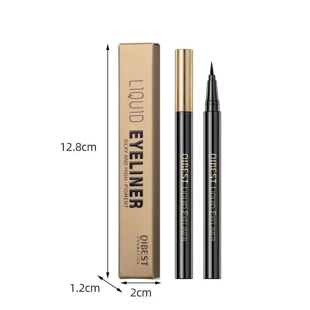 Black liquid eyeliner pen with sweat-proof and quick-drying properties.