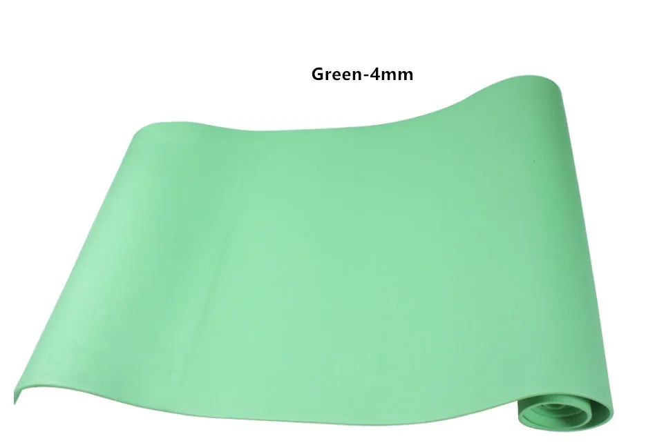 Red EVA fitness yoga mat showing texture and thickness, rolled partially with carry bag.