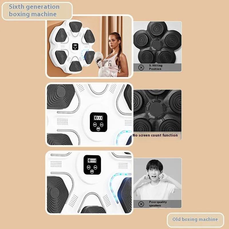 Smart electronic boxing wall target with focus gloves for home reaction training