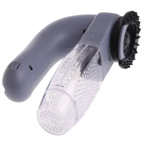 Grey portable pet hair vacuum cleaner with massage brush for dog and cat grooming