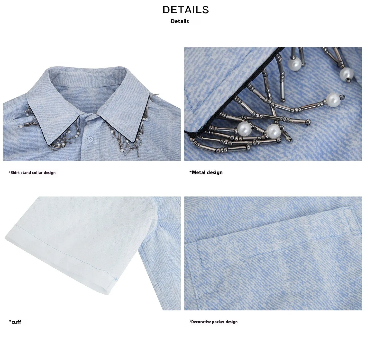 Men's blue and white gradient loose fit short sleeve shirt with quilted design