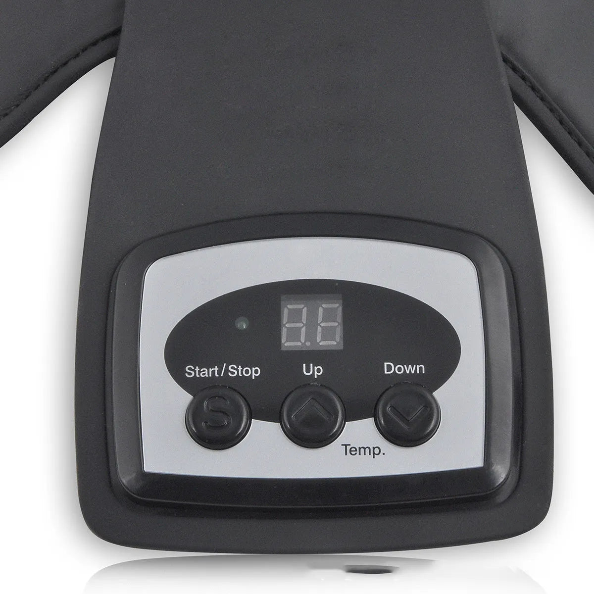 Portable infrared knee and shoulder massager with gel pads and adjustable temperature control unit.