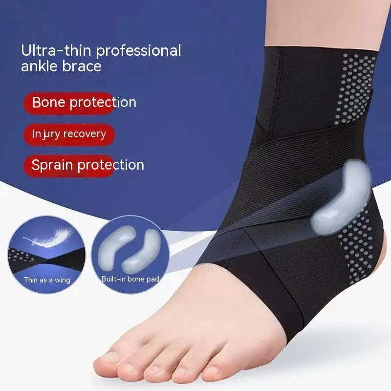 Black ankle support brace with anti-kick protection design for sports rehabilitation
