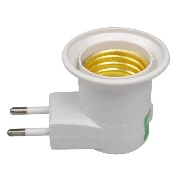 White E27 wall plug screw lamp holder with switch for AU EU or US sockets