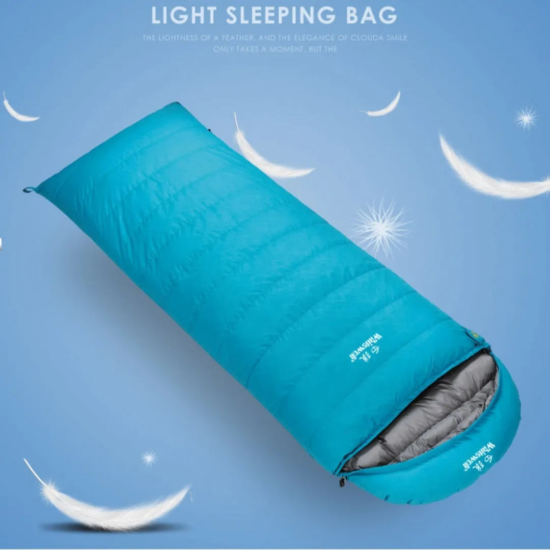Black outdoor sleeping bag with envelope structure and tear-resistant nylon construction